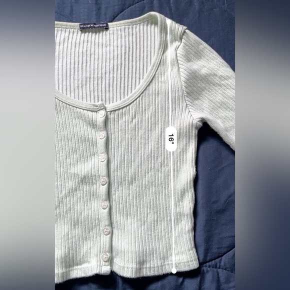 Brandy Melville Mint Green Ribbed Cardigan Top - Picture 6 of 9